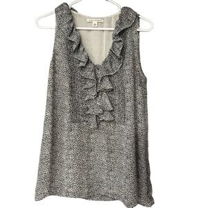 Banana Republic Black Cream Sleeveless Blouse‎ Ruffles Workwear Career 4